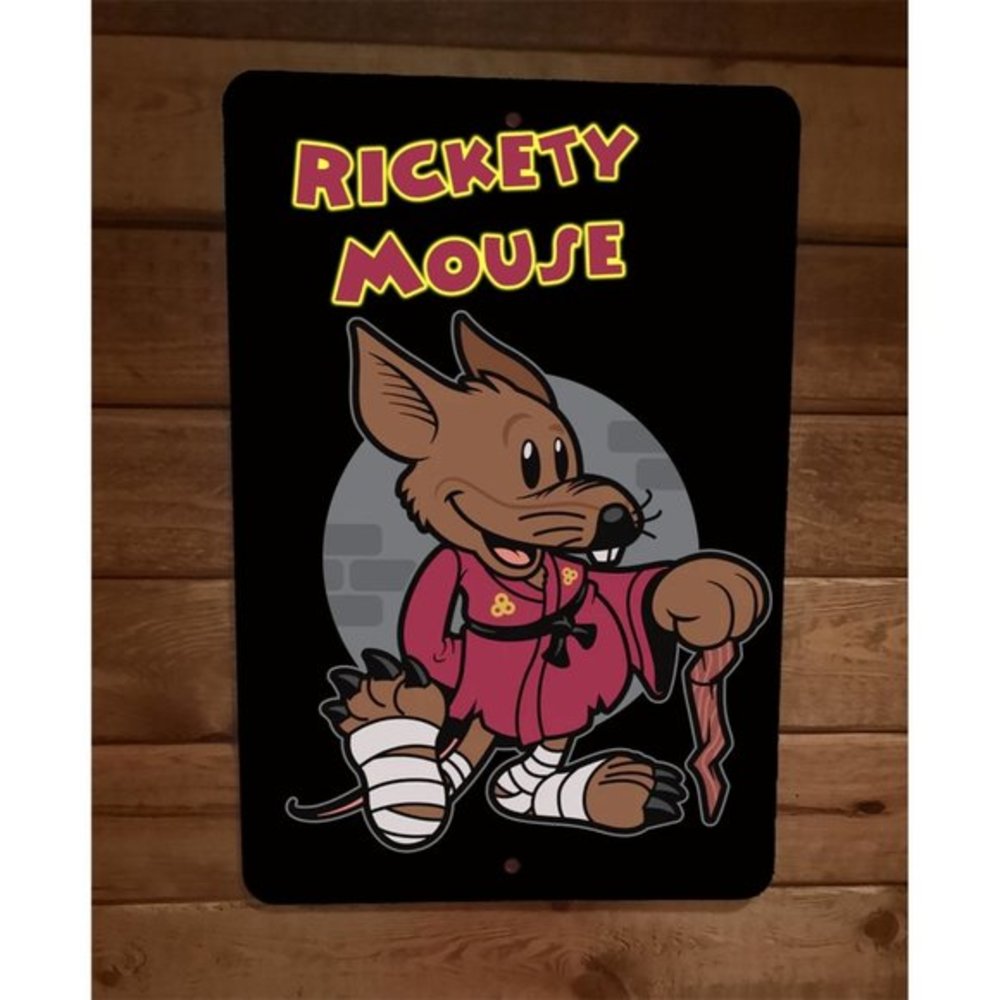 Rickety Mickey Mouse Splinter TMNT Rat Art 8x12 Metal Wall Sign